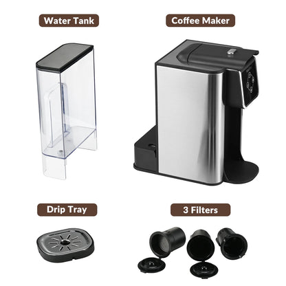 Mecity Coffee Maker 3 in 1 Single Serve Coffee Machine, Compatible with K cup Capsules, Instant Coffee Pot, Tea maker, 6,8,10 Oz Cup, Removable 50 Oz Water Reservoir, 120V 1150W