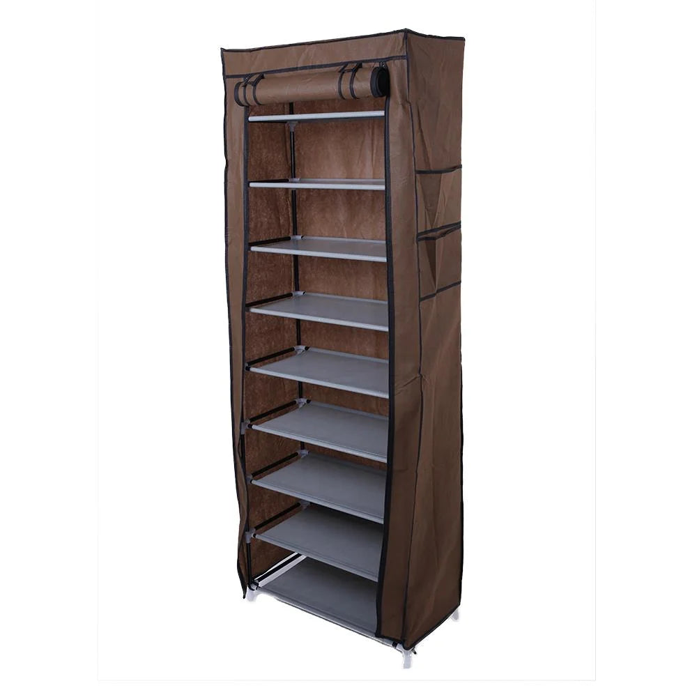 Zimtown 10 Tiers Shoe Rack with Dustproof Cover Closet Shoe Storage Cabinet Organizer