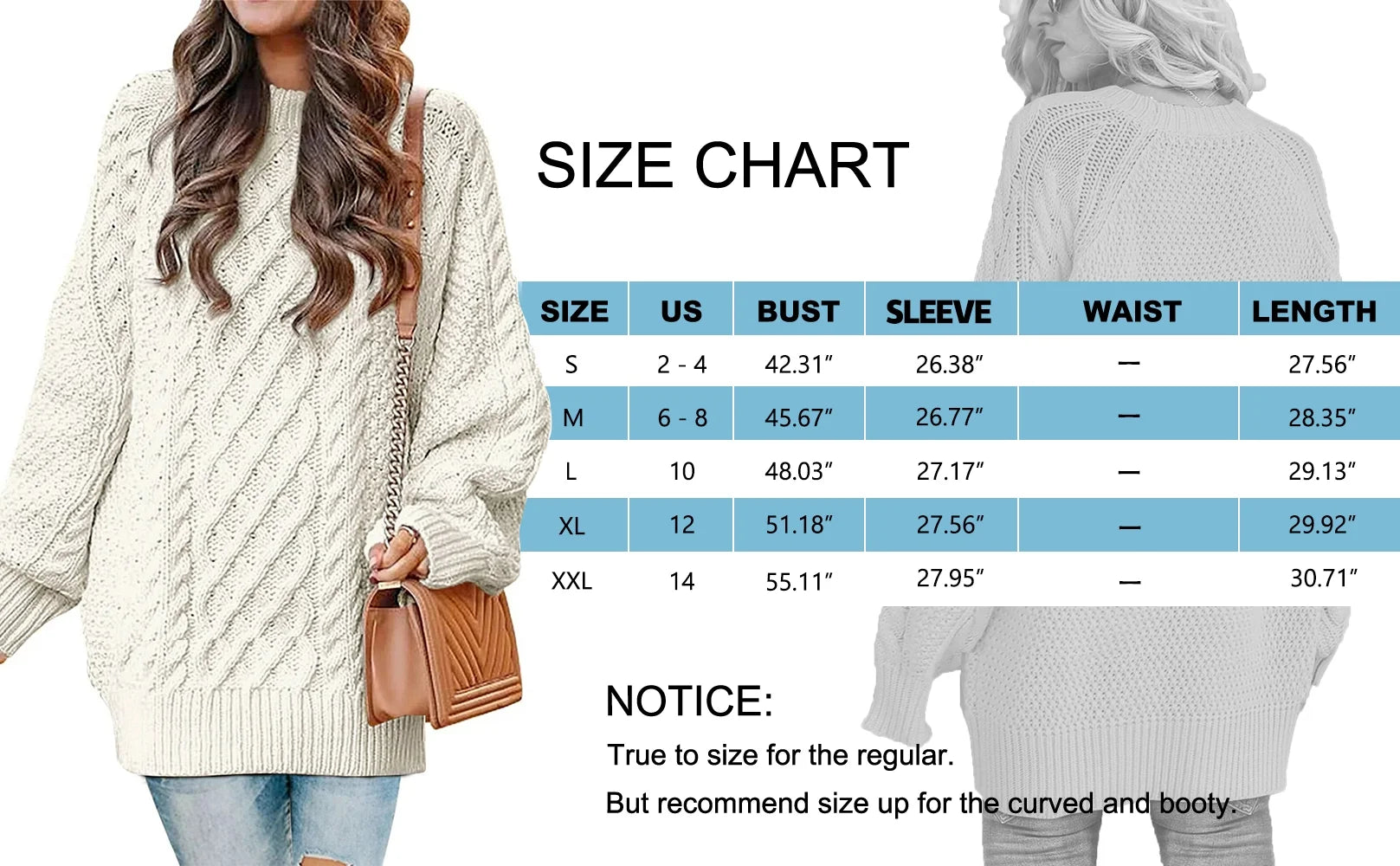 MOSHU Oversized Sweaters for Women Cable Knit Chunky Pullover Sweater