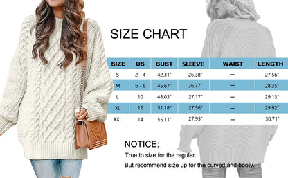 MOSHU Oversized Sweaters for Women Cable Knit Chunky Pullover Sweater