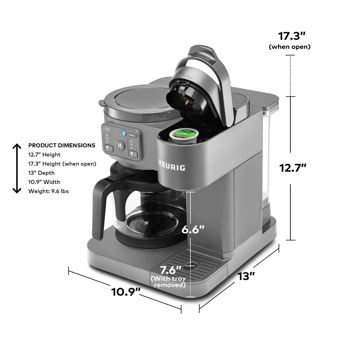 Keurig K-Duo Essentials, Hot & Iced Single-Serve K-Cup Pod Coffee Maker & Carafe,  Moonlight Grey