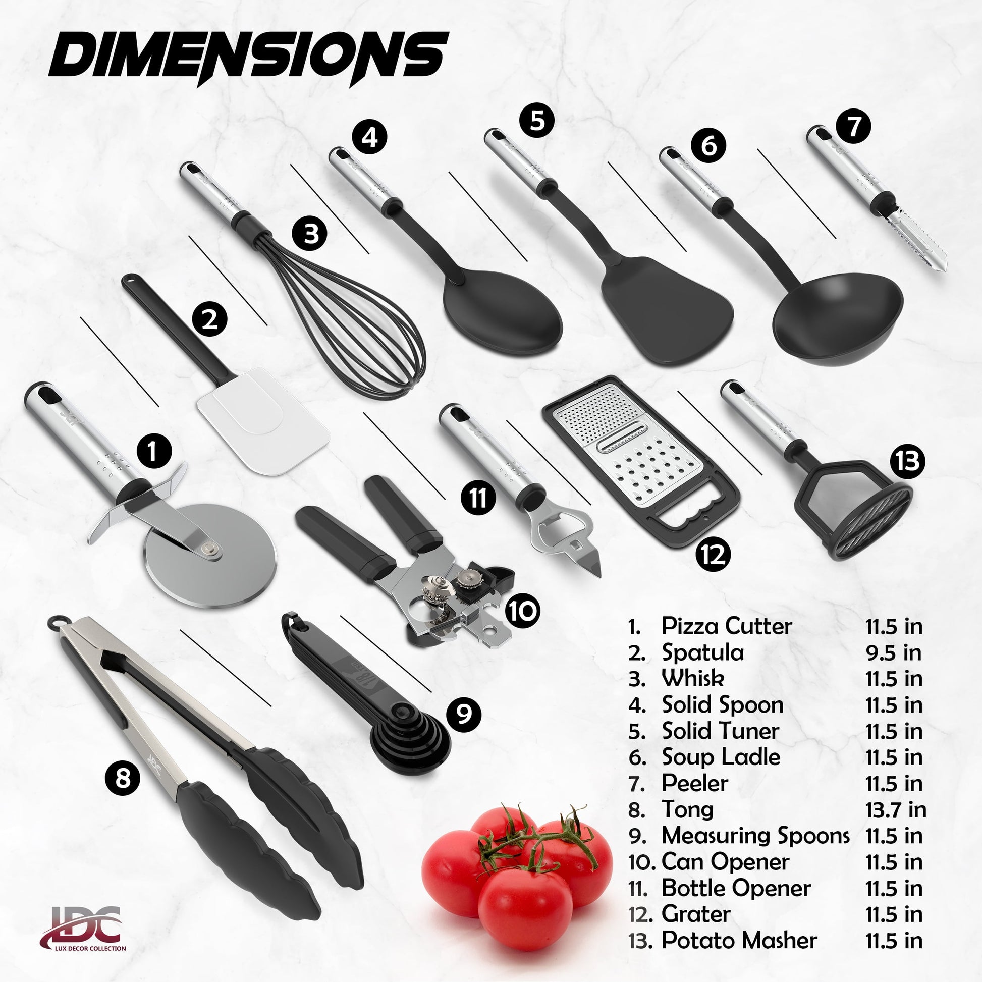 Lux Decor Collection Cooking Utensils Set-Kitchen Accessories, Nylon Cookware Set-Kitchen Gadget Tools of Black 23 Pieces