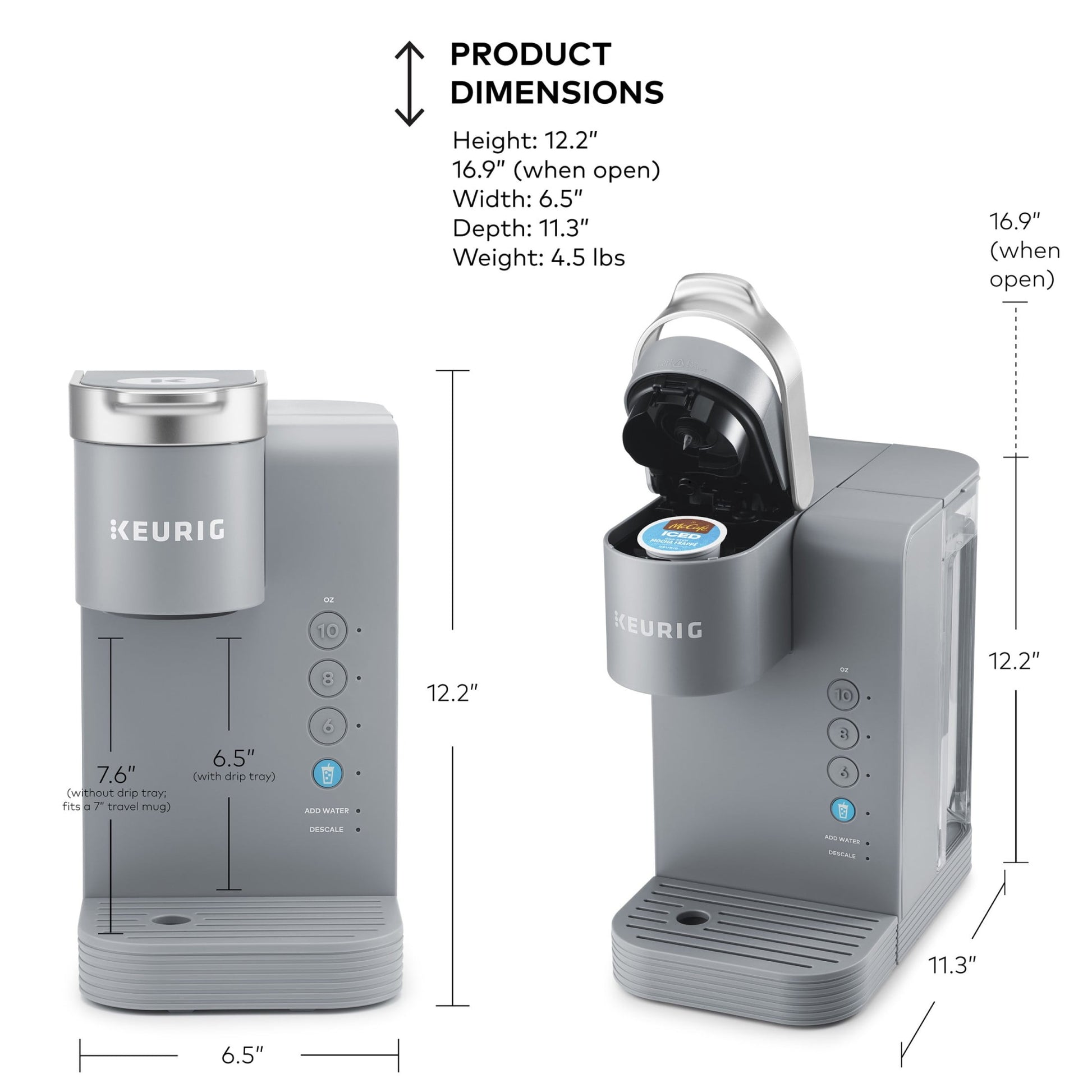 Keurig K-Iced Essentials, Gray Iced and Hot Single-Serve K-Cup Pod Coffee Maker, reusable tumbler included