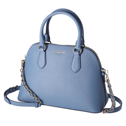 Michael Kors Veronica Medium Dome Satchel Crossbody Denim Blue Saffiano Leather