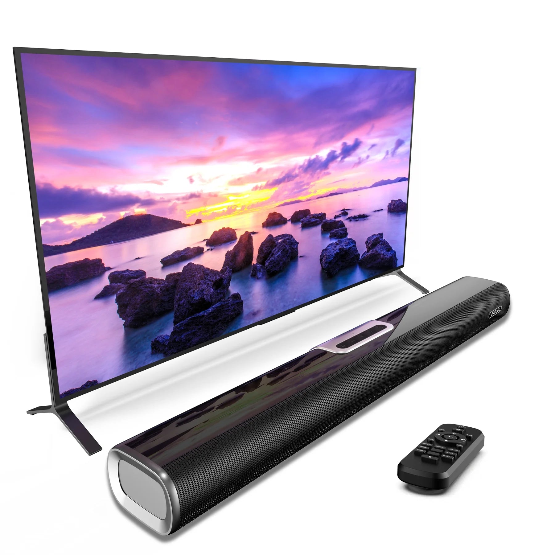 VEAT00L 2.1ch Sound Bars for TV, Soundbar with Subwoofer, Wired & Wireless Bluetooth 5.0 3D Surround Speakers, Optical/HDMI/AUX/RCA/USB Connection, Wall Mountable, Remote Control