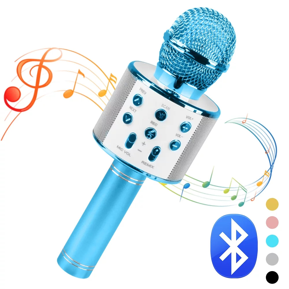 SUPTREE Wireless Bluetooth Karaoke Microphone for Kids Adult Singing, Portable Handheld Karaoke Machine Speaker with Record Function (Blue)