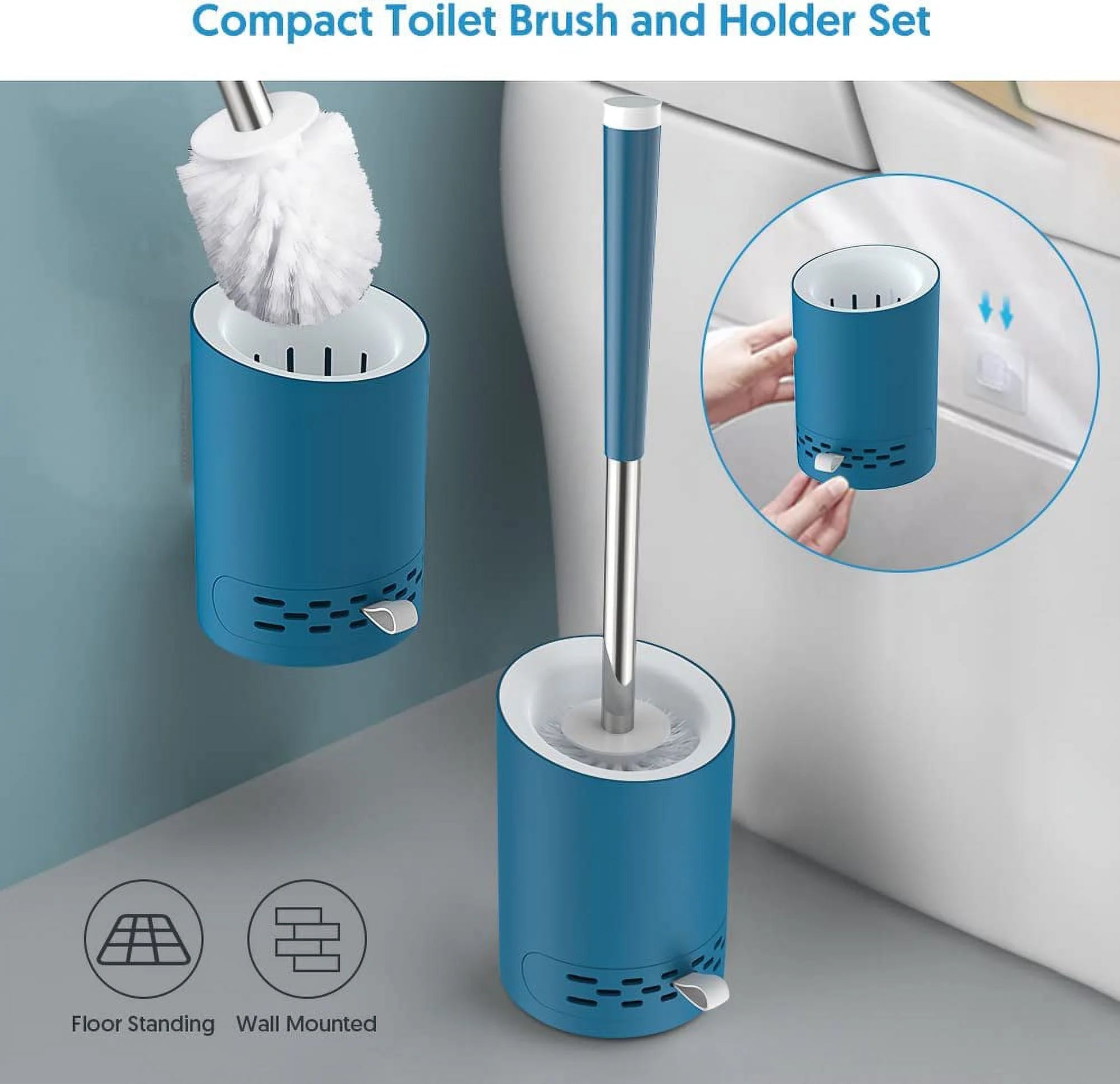 SUGARDAY Toilet Brush and Holder Set Toilet Bowl Brush and Caddy Scrub Brush with Holder