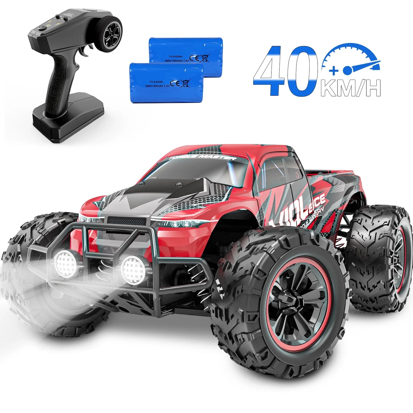 Remote Control Car 1:16 RC Cars , 4WD High Speed 30+ MPH off Road RC Vehicle Truck, All Terrains Electric Toy Trucks with Two Rechargeable Batteries for Boys Kids and Adults Red