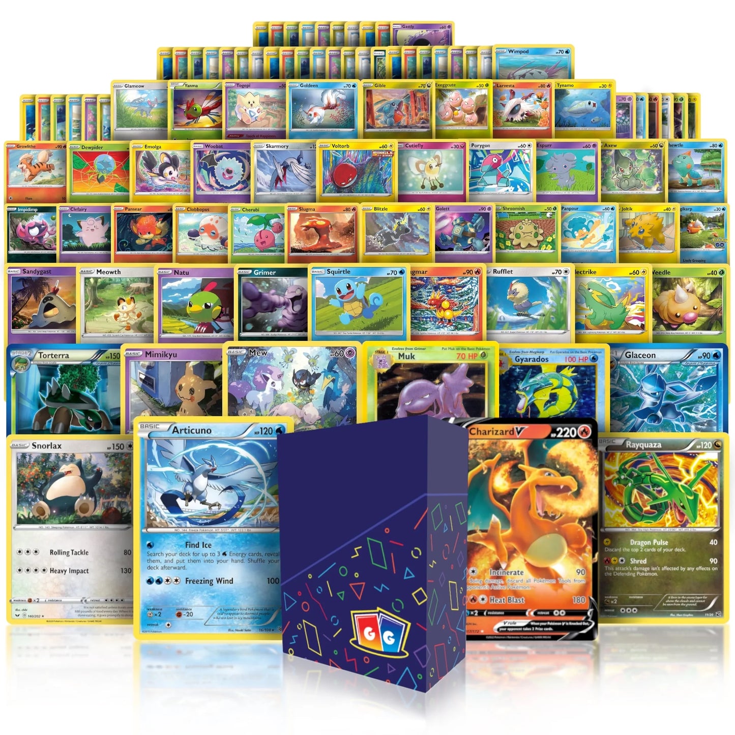 Ultra Rare Starter Bundle | 100+ Authentic Cards | 1X Ultra Rares Guaranteed | Legendary VSTAR VMAX V GX EX | Plus 10X Holos or Rares | GG Deck Box