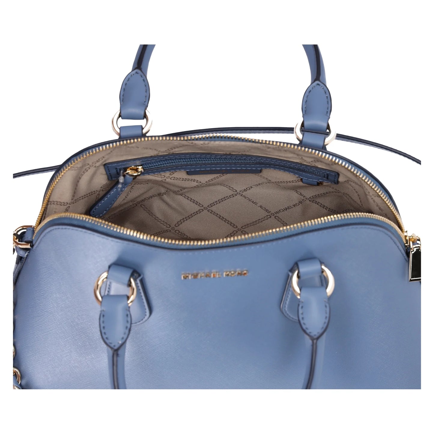 Michael Kors Veronica Medium Dome Satchel Crossbody Denim Blue Saffiano Leather