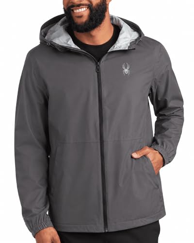 Spyder Mens Rain Jacket - Waterproof Lightweight Hooded Windbreaker