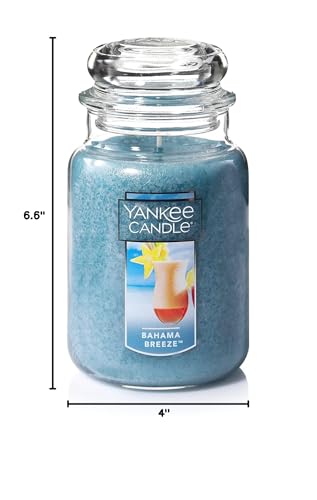 Yankee Candle Bahama Breeze Scented, Classic 22oz Large Jar Single Wick Candle, Over 110 Hours of Burn Time, Perfect for Tropical Beach-Themed Setting