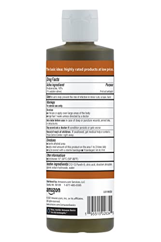 Amazon Basics First Aid Antiseptic, 10% Povidone Iodine Solution, 8 Fl Oz, Pack of 4