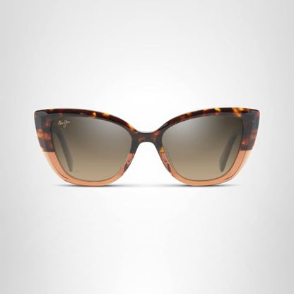 Maui Jim Women's Blossom Polarized Cat Eye Sunglasses, Havana W/Peach/Hcl® Bronze Polarized, Medium Fit