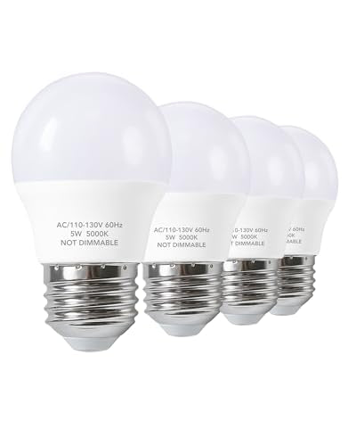 PARTPHONER 5W LED Refrigerator Light Bulbs 40 Equivalent, A15 Small Applicance Light Bulb E26 Medium Base, 120V Waterproof Fridge Bulbs Daylight White Freezer Home Lighting Lamp Non-dimmable, 4 Pack