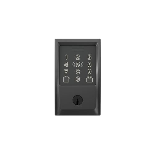 Schlage BE499WB CEN 622 Encode Plus WiFi Deadbolt Smart Lock, Keyless Entry Touchscreen Door Lock with Century Trim, Matte Black