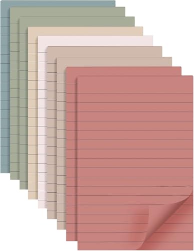 9 Pads Lined Sticky Notes 4x6 in Post, Vintage Colors Self Pad Its, Super Sticking Power Memo Pads Its, 40 Sheets/pad