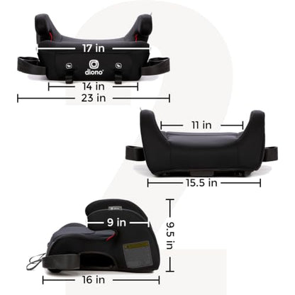 Diono Solana 2 XL 2022, Dual Latch Connectors, Lightweight Backless Belt-Positioning Car, 8 Years 1 Booster Seat, Black