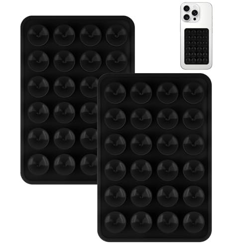 Yojaro 2 Pack Silicone Suction Phone Case Mount, Silicon Adhesive Smartphones Stand Sticky, Non Slip Suction Cup, Hands-Free Phone Accessories Holder for Selfies and Videos Black