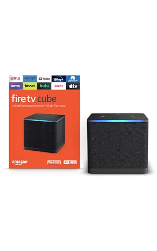 Amazon Fire TV Cube, with AI-powered Fire TV Search, Hands-free streaming device, find shows faster with Alexa+, Wi-Fi 6E, 4K Ultra HD