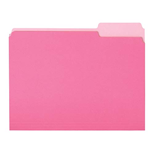 Amazon Basics File Folders for Organization, Letter Size, 1/3 Cut Tab, Pink, 36-Pack