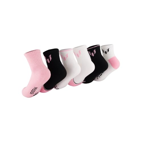 Messi Girls Lifestyle No-Show Socks, 6-Pack Kids Socks, Soft & Stretchy, Comfortable, Black