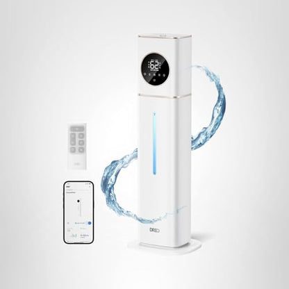 DREO HM735S 11L Smart Humidifier Large Room 700 ft², 100H Cool Mist Air Humidifiers for Bedroom, Top-Fill, Clean Tank Technology, 26dB, Auto Mode, Aroma Box, RGB, Remote & APP Control, Baby, White