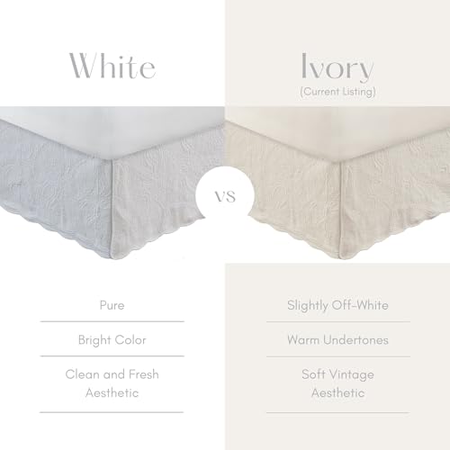Greenland Home Paisley Quilted 100% Cotton Bed Skirt, Ivory, King
