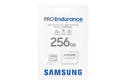 SAMSUNG PRO Endurance 256GB MicroSDXC Memory Card with Adapter for Dash Cam, Body Cam, and security camera – Class 10, U3, V30 (‎MB-MJ256KA/AM)