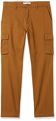 Amazon Essentials Men's Straight-Fit Stretch Cargo Pant (Available in Big & Tall), Light Brown, 28W x 29L