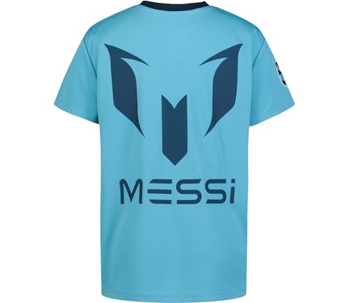 Messi Boys' Lifestyle Short Sleeve Top, Standard Shirt with Logo, Comfortable Fit, AIR Blue, 6