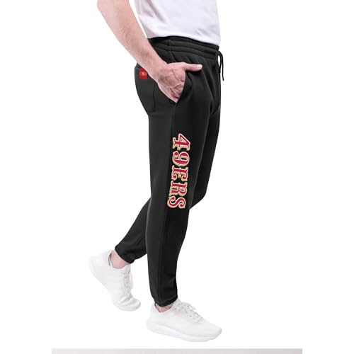 Ultra Game Men's Standard NFL Official Active Super Soft Game Day Jogger Sweatpants, Black, Small