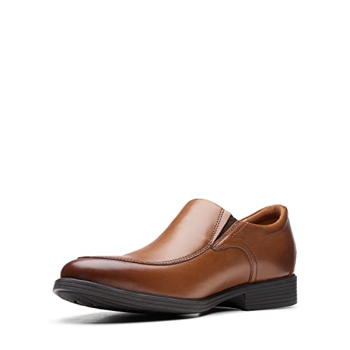 Clarks Men's Whiddon Plain Loafer, Dark Tan Leather, 9