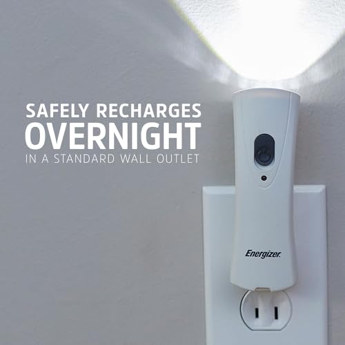Energizer Weatheready Rechargeable Compact Handheld Light, Plug-in LED Emergency Flashlight, Automatic Turn-On, Built-in Battery Included, 3 Count