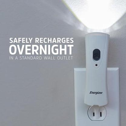 Energizer Weatheready Rechargeable Compact Handheld Light, Plug-in LED Emergency Flashlight, Automatic Turn-On, Built-in Battery Included, 3 Count