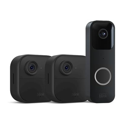 Blink Video Doorbell + 2 Outdoor 4 smart security cameras (4th Gen) with Sync Module 2 | Two-year battery life, motion detection, two-way audio, HD video, Works with Alexa