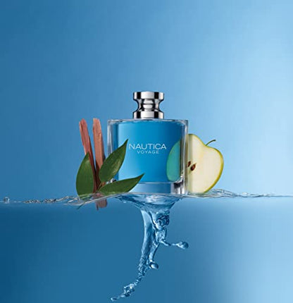 Nautica Voyage Eau De Toilette for Men - Fresh, Romantic, Fruity Scent Woody, Aquatic Notes of Apple, Water Lotus, Cedarwood, and Musk Ideal Day Wear 3.3 Fl Oz