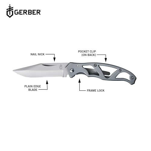 Gerber Paraframe Mini Pocket Knife - 2.2 Inch Plain Edge Stainless Steel Folding Knife for EDC Gear and Equipment