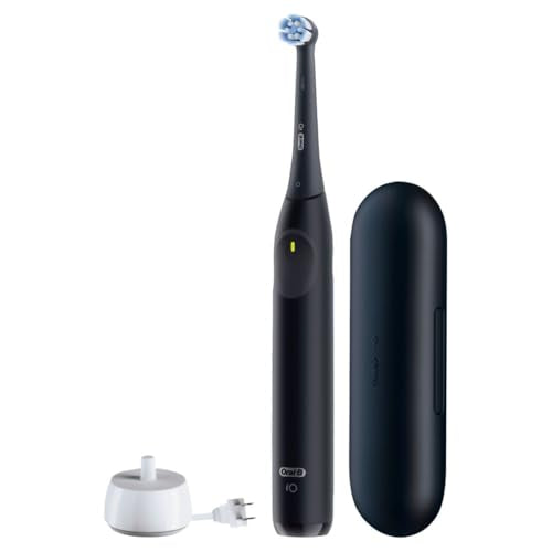 Oral-B iO Simple Clean Rechargeable Electric Powered Toothbrush, Night Black with 1 Gentle Care Brush Head and 1 Black Travel Case - Automatic Pressure Sensor to Protect Gums - 3 Modes - 2 Min Timer