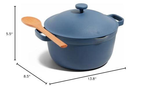 Our Place Perfect Pot - 5.5 Qt. Nonstick Ceramic Sauce Pan with Lid | Versatile Cookware for Stovetop and Oven | Steam, Bake, Braise, Roast | PTFE and PFOA-Free | Toxin-Free, Easy to Clean | Blue Salt