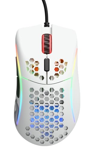 Glorious Model D- (Minus) Wired Gaming Mouse - 61g Superlight Honeycomb Design, RGB, Ergonomic, Pixart 3360 Sensor, Omron Switches, PTFE Feet, 6 Buttons - Matte White