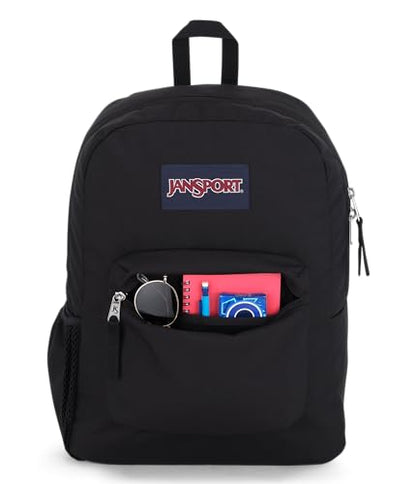 JanSport Cross Town Backpack - Travel, or Work Bag with Water Bottle Pocket, Black