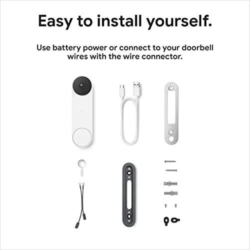 Google Nest Doorbell (Battery) - Wireless Doorbell Camera - Video Doorbell - Snow -1 Count (Pack of 1), 960x1280p, Motion Only