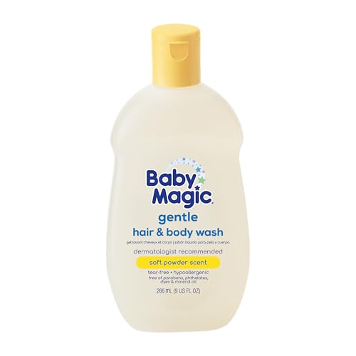 Baby Magic Gentle Hair & Body Wash | Tear-Free, Free of Parabens, Phthalates, Sulfates and Dyes, Calendula Oil & Coconut Oil, Soft Powder Scent, 9 Fl Oz