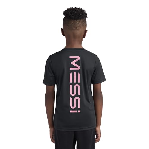 Messi Boys' Lifestyle Short Sleeve Top, Standard Shirt with Logo, Comfortable Fit, Stretch Limo, M (10/12)