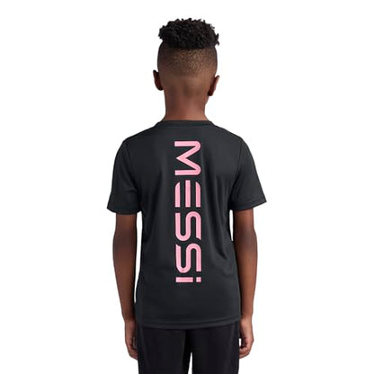 Messi Boys' Lifestyle Short Sleeve Top, Standard Shirt with Logo, Comfortable Fit, Stretch Limo, M (10/12)