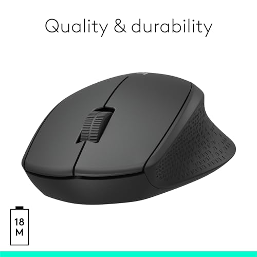 Logitech M330 SILENT Wireless Mouse, 2.4GHz with USB Receiver, Optical Tracking, Quiet & Lightweight, Long Battery Life, for PC, Mac, Laptop, Chromebook - Black