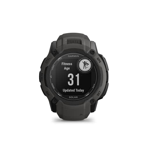 Garmin Instinct 2X Solar, Rugged GPS Smartwatch, Built-in Flashlight, Solar Charging Capability, Multi-Band GNSS, Graphite
