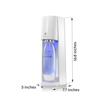 SodaStream E-TERRA Sparkling Water Maker Bundle (White), with CO2, Carbonating Bottles, and bubly Drops Flavors