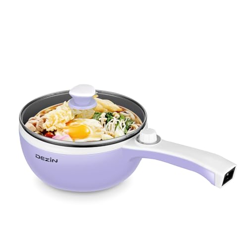 Dezin Hot Pot Electric, 1.5L Non-Stick Portable Electric Pot, Dual Power